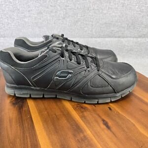 Skechers Mens Black Alloy Toe Slip Resistant Work Shoes Size 14